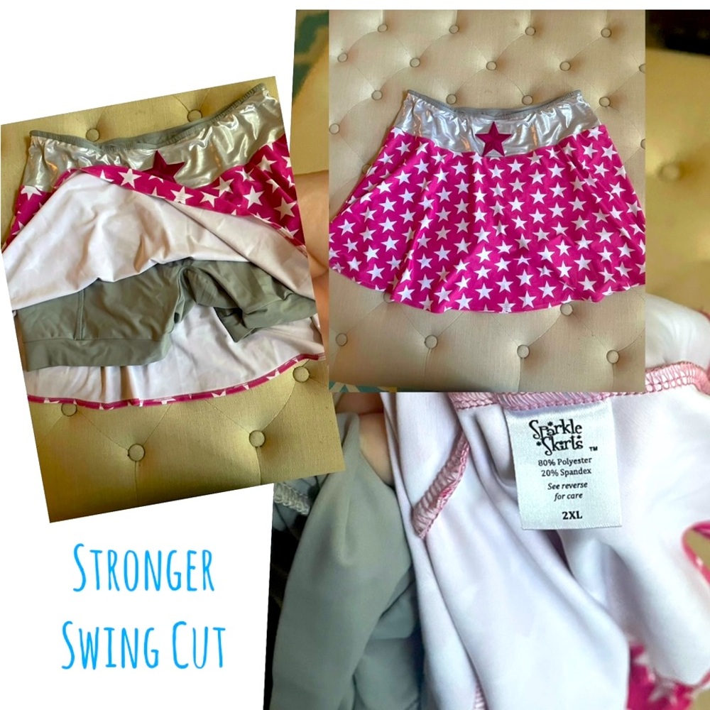 Sparkle Skirts Brand| “Stronger” pattern| Swing style| size 2XL| athletic skort